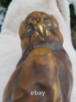 Rare Amphora Czechoslovakia Hand Painted Porcelain Owl Bird Sculpted Figure 11