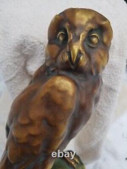 Rare Amphora Czechoslovakia Hand Painted Porcelain Owl Bird Sculpted Figure 11