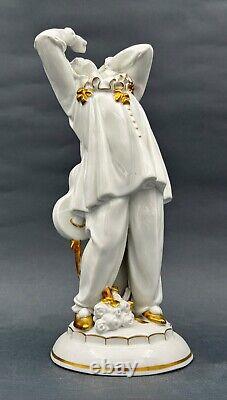 Rare Antique German Art Deco Hertwig Katzhutte Porcelain Figurine Of Pierrot