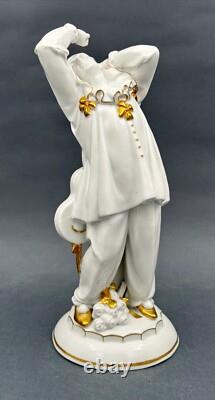 Rare Antique German Art Deco Hertwig Katzhutte Porcelain Figurine Of Pierrot