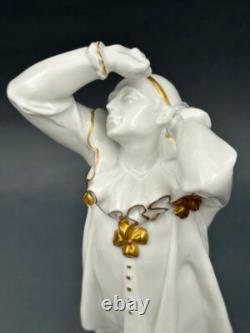 Rare Antique German Art Deco Hertwig Katzhutte Porcelain Figurine Of Pierrot