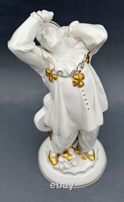 Rare Antique German Art Deco Hertwig Katzhutte Porcelain Figurine Of Pierrot