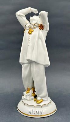 Rare Antique German Art Deco Hertwig Katzhutte Porcelain Figurine Of Pierrot