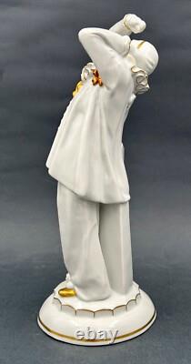 Rare Antique German Art Deco Hertwig Katzhutte Porcelain Figurine Of Pierrot