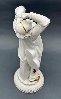 Rare Antique German Art Deco Hertwig Katzhutte Porcelain Figurine Of Pierrot