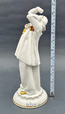 Rare Antique German Art Deco Hertwig Katzhutte Porcelain Figurine Of Pierrot