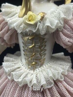 Rare Antique German Dresden Porcelain Lace Victorian Lady Figurine 10 Tall