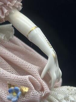 Rare Antique German Dresden Porcelain Lace Victorian Lady Figurine 10 Tall