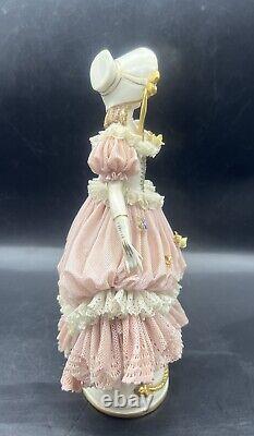 Rare Antique German Dresden Porcelain Lace Victorian Lady Figurine 10 Tall