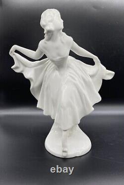 Rare Antique PIRKEN HAMMER 1920s Art Deco White Dancing Lady Porcelain Figurine