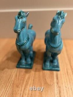 Rare Antique Set of 2 Austrian Goldscheider Porcelain Horses Stallions Art Deco