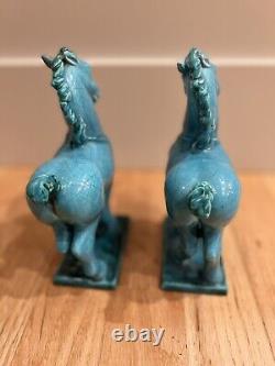 Rare Antique Set of 2 Austrian Goldscheider Porcelain Horses Stallions Art Deco