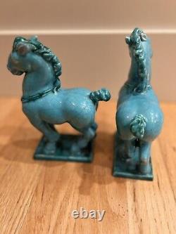 Rare Antique Set of 2 Austrian Goldscheider Porcelain Horses Stallions Art Deco