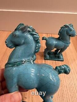 Rare Antique Set of 2 Austrian Goldscheider Porcelain Horses Stallions Art Deco