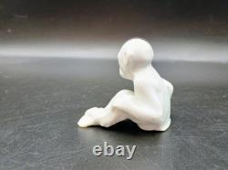 Rare Antique White Porcelain Sitting Monkey Made In Germany Chimpanzee Art Deco