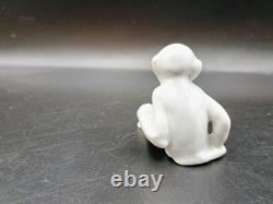 Rare Antique White Porcelain Sitting Monkey Made In Germany Chimpanzee Art Deco