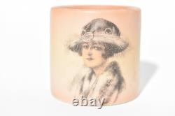 Rare Art Deco 1920s' Painted Porcelain Napkin Rings Depicting 6 Flapper Girls