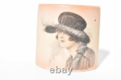 Rare Art Deco 1920s' Painted Porcelain Napkin Rings Depicting 6 Flapper Girls