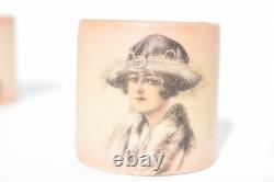 Rare Art Deco 1920s' Painted Porcelain Napkin Rings Depicting 6 Flapper Girls