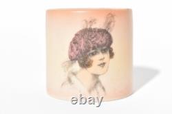 Rare Art Deco 1920s' Painted Porcelain Napkin Rings Depicting 6 Flapper Girls
