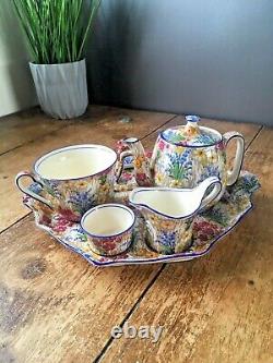 Rare Art Deco 1930s Royal Winton Marguerite Floral Chintz Bachelor Breakfast Set