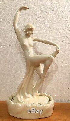 Rare Art Deco Cowan Pottery Loveliness Nude Dancer Flower Frog Buy It Now