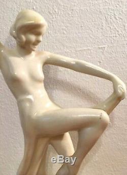 Rare Art Deco Cowan Pottery Loveliness Nude Dancer Flower Frog Buy It Now