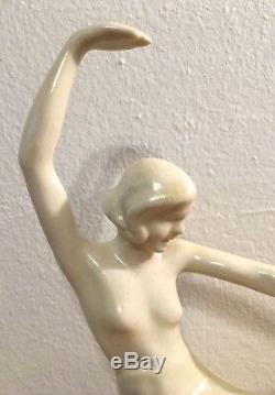 Rare Art Deco Cowan Pottery Loveliness Nude Dancer Flower Frog Buy It Now