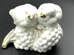 Rare Art Deco Fraureuth Porcelain White & Gold 2 Bird on Berries Nacke Sculpture