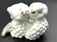 Rare Art Deco Fraureuth Porcelain White & Gold 2 Bird On Berries Nacke Sculpture
