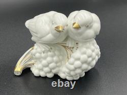 Rare Art Deco Fraureuth Porcelain White & Gold 2 Bird on Berries Nacke Sculpture