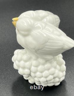 Rare Art Deco Fraureuth Porcelain White & Gold 2 Bird on Berries Nacke Sculpture