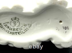 Rare Art Deco Fraureuth Porcelain White & Gold 2 Bird on Berries Nacke Sculpture
