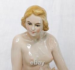 Rare Art Deco KARL ENS Nude Lady with Water Lily Porcelain Germany