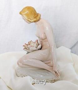 Rare Art Deco KARL ENS Nude Lady with Water Lily Porcelain Germany