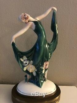 Rare Art Deco Katzhutte Butterfly Porcelain Set Of 2 Dancing Lady Figurines