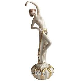 Rare Art Nouveau Deco Royal Dux Nude 13 Figurine Dancer Burlesque Flapper #2950