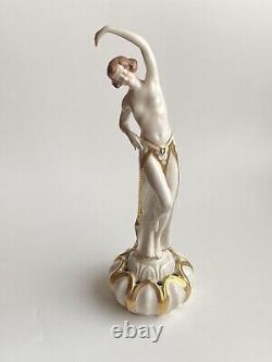 Rare Art Nouveau Deco Royal Dux Nude 13 Figurine Dancer Burlesque Flapper #2950