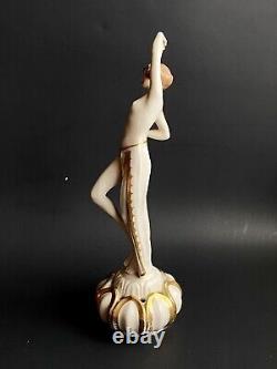 Rare Art Nouveau Deco Royal Dux Nude 13 Figurine Dancer Burlesque Flapper #2950
