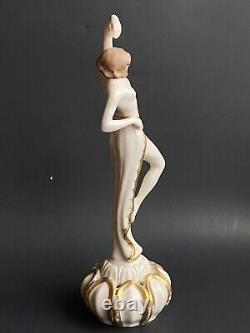 Rare Art Nouveau Deco Royal Dux Nude 13 Figurine Dancer Burlesque Flapper #2950