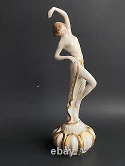 Rare Art Nouveau Deco Royal Dux Nude 13 Figurine Dancer Burlesque Flapper #2950