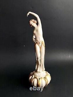 Rare Art Nouveau Deco Royal Dux Nude 13 Figurine Dancer Burlesque Flapper #2950