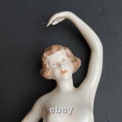 Rare Art Nouveau Deco Royal Dux Nude 13 Figurine Dancer Burlesque Flapper #2950