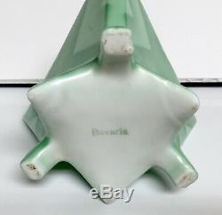 Rare Bavarian Art Deco Flapper Powder Jar Green Air Brushed Porcelain Figural