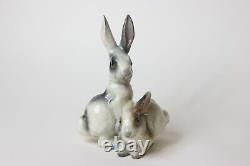 Rare Ceramic Porcelain Bunny Rabbits by Ugo Zaccagnini Art Pottery, 1930