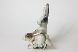 Rare Ceramic Porcelain Bunny Rabbits by Ugo Zaccagnini Art Pottery, 1930