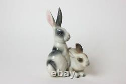 Rare Ceramic Porcelain Bunny Rabbits by Ugo Zaccagnini Art Pottery, 1930