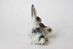 Rare Ceramic Porcelain Bunny Rabbits by Ugo Zaccagnini Art Pottery, 1930