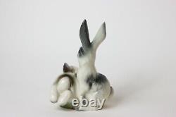 Rare Ceramic Porcelain Bunny Rabbits by Ugo Zaccagnini Art Pottery, 1930
