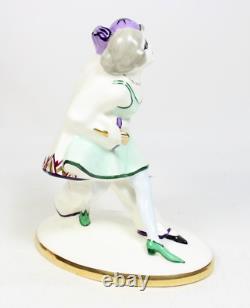 Rare Color Vtg Art Deco Pierrot & Pierrette Czechoslovakian Porcelain Figurine